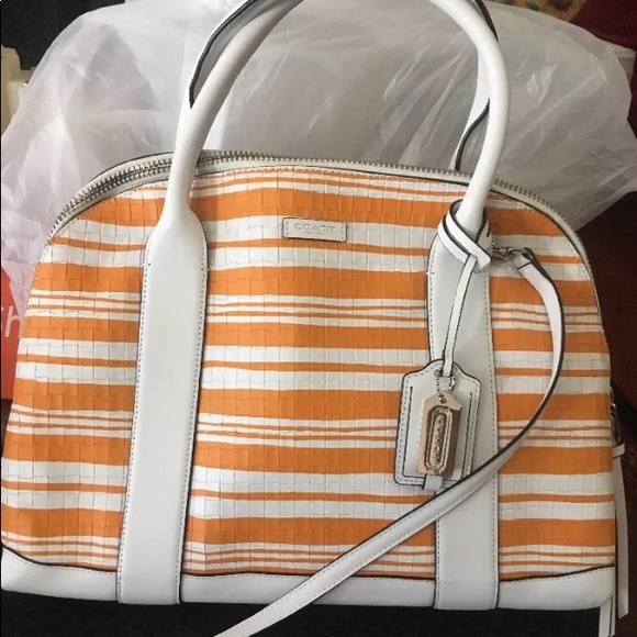 Coach Handbags - Coach Bleecker Embossed Woven Preston satchel EUC